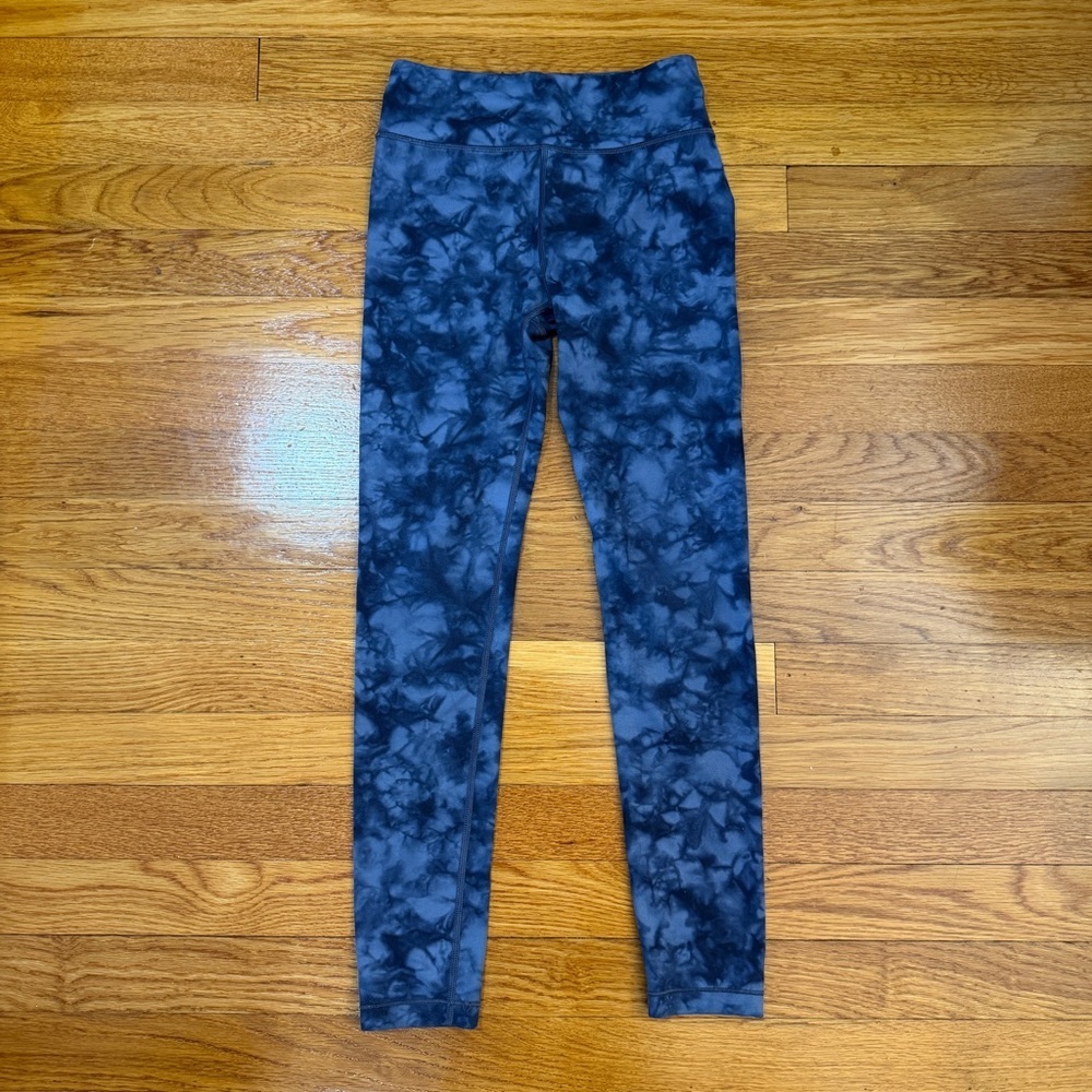Athleta Girl High Rise Printed Chit Chat Tight Leggings Blue Tie Dye - Sz M/8-10